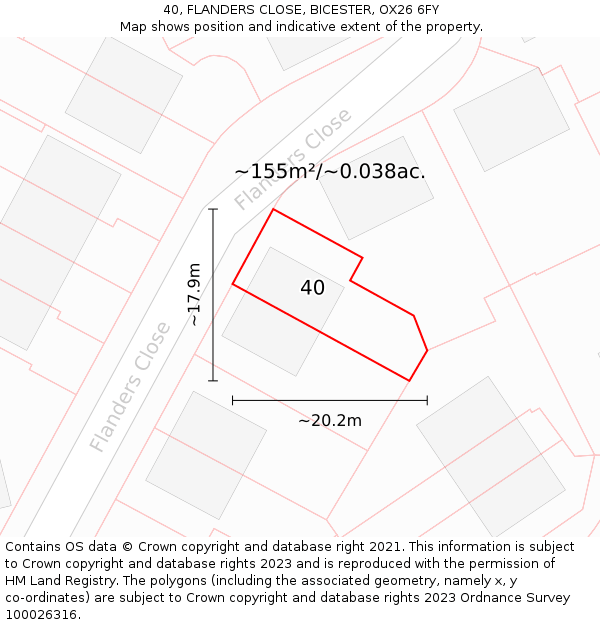 40, FLANDERS CLOSE, BICESTER, OX26 6FY: Plot and title map