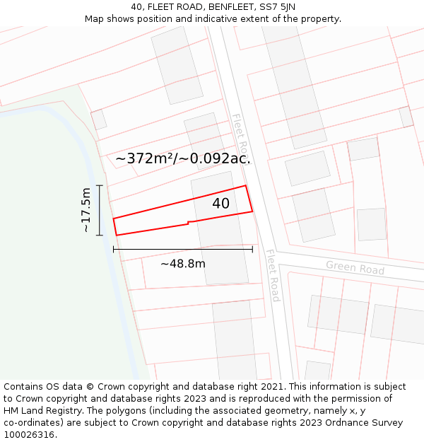 40, FLEET ROAD, BENFLEET, SS7 5JN: Plot and title map