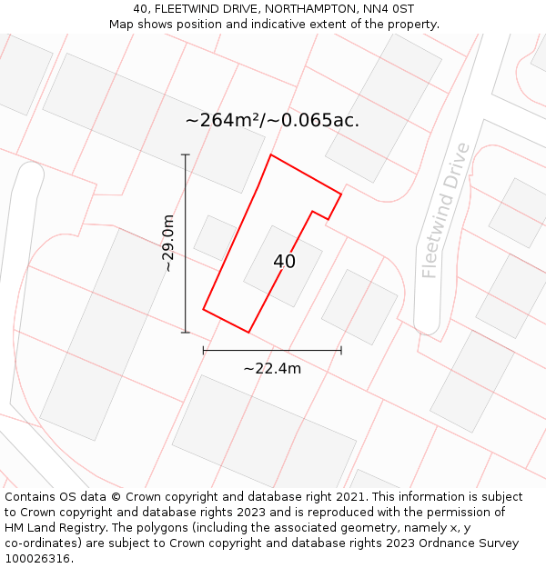 40, FLEETWIND DRIVE, NORTHAMPTON, NN4 0ST: Plot and title map