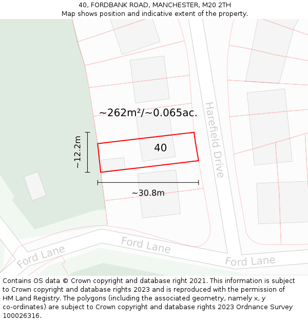 40, FORDBANK ROAD, MANCHESTER, M20 2TH: Plot and title map
