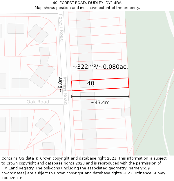 40, FOREST ROAD, DUDLEY, DY1 4BA: Plot and title map