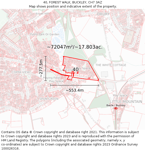 40, FOREST WALK, BUCKLEY, CH7 3AZ: Plot and title map