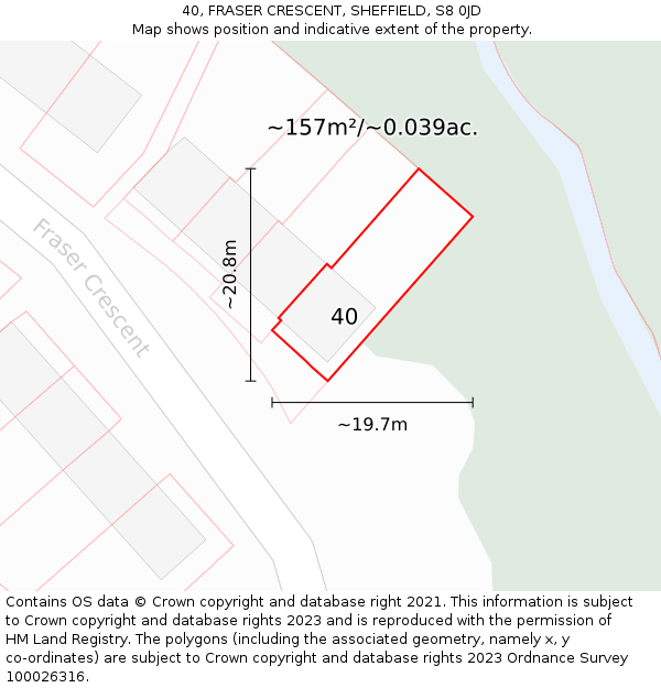 40, FRASER CRESCENT, SHEFFIELD, S8 0JD: Plot and title map