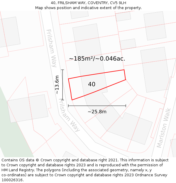 40, FRILSHAM WAY, COVENTRY, CV5 9LH: Plot and title map