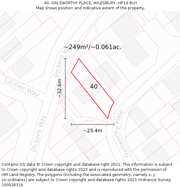 40, GALSWORTHY PLACE, AYLESBURY, HP19 8LH: Plot and title map