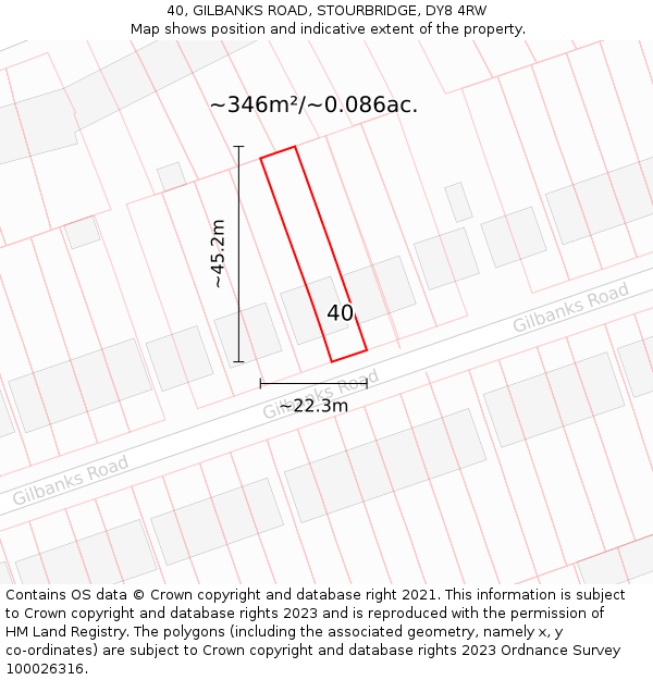 40, GILBANKS ROAD, STOURBRIDGE, DY8 4RW: Plot and title map