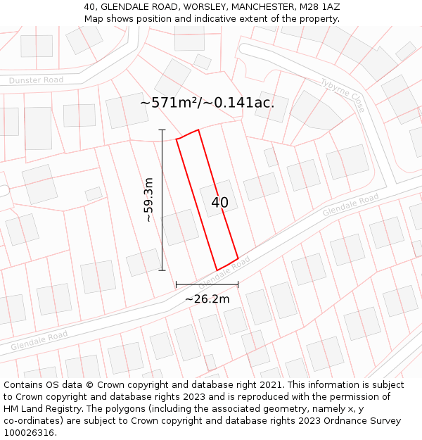 40, GLENDALE ROAD, WORSLEY, MANCHESTER, M28 1AZ: Plot and title map