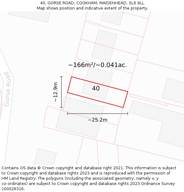 40, GORSE ROAD, COOKHAM, MAIDENHEAD, SL6 9LL: Plot and title map