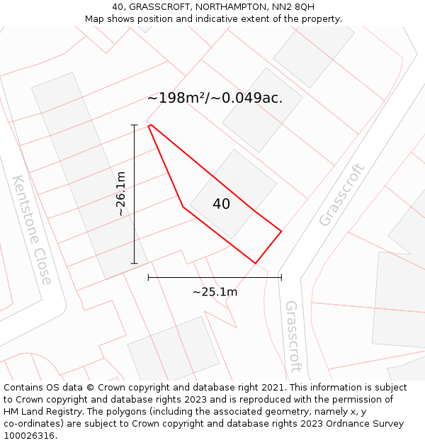 40, GRASSCROFT, NORTHAMPTON, NN2 8QH: Plot and title map
