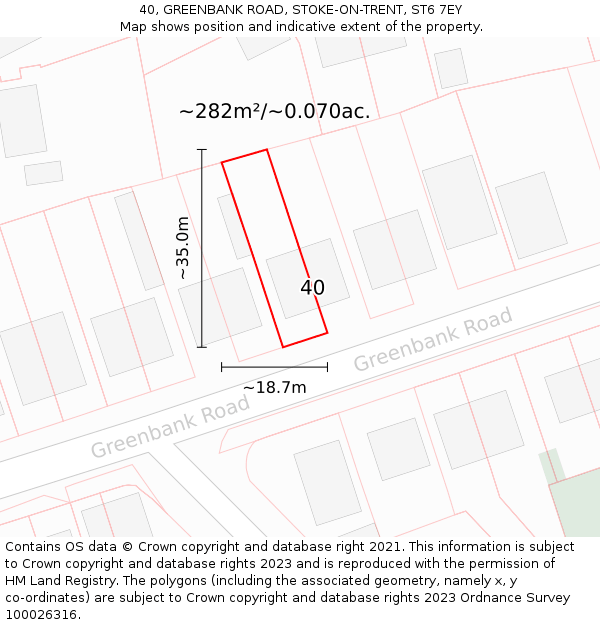 40, GREENBANK ROAD, STOKE-ON-TRENT, ST6 7EY: Plot and title map