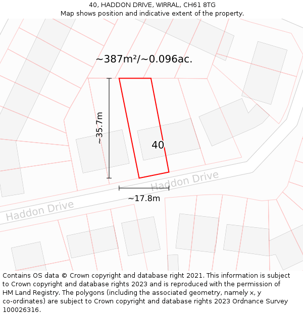 40, HADDON DRIVE, WIRRAL, CH61 8TG: Plot and title map