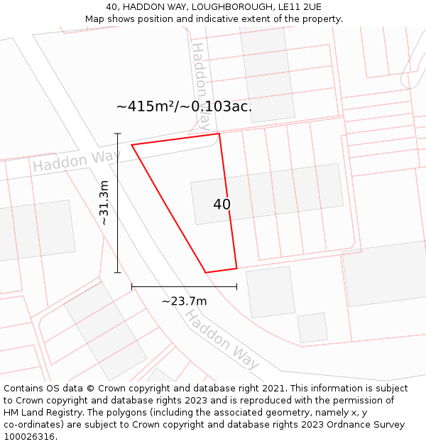 40, HADDON WAY, LOUGHBOROUGH, LE11 2UE: Plot and title map