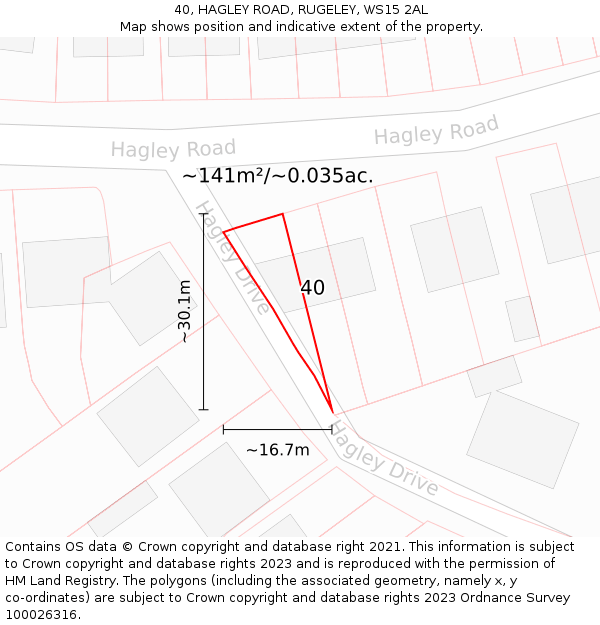 40, HAGLEY ROAD, RUGELEY, WS15 2AL: Plot and title map