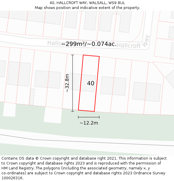 40, HALLCROFT WAY, WALSALL, WS9 8UL: Plot and title map