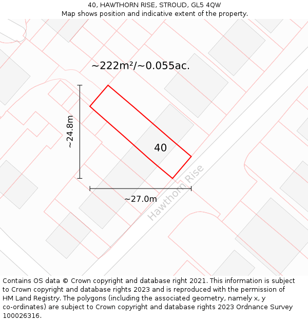 40, HAWTHORN RISE, STROUD, GL5 4QW: Plot and title map