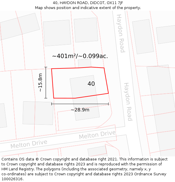 40, HAYDON ROAD, DIDCOT, OX11 7JF: Plot and title map
