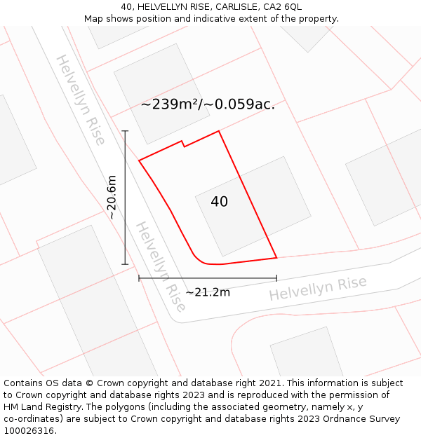 40, HELVELLYN RISE, CARLISLE, CA2 6QL: Plot and title map