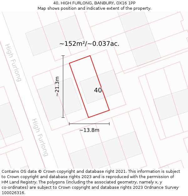 40, HIGH FURLONG, BANBURY, OX16 1PP: Plot and title map