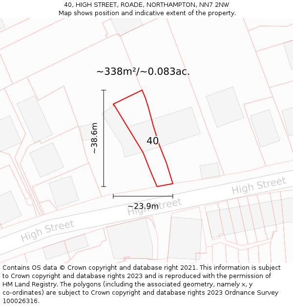 40, HIGH STREET, ROADE, NORTHAMPTON, NN7 2NW: Plot and title map