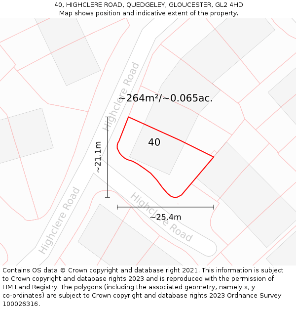 40, HIGHCLERE ROAD, QUEDGELEY, GLOUCESTER, GL2 4HD: Plot and title map