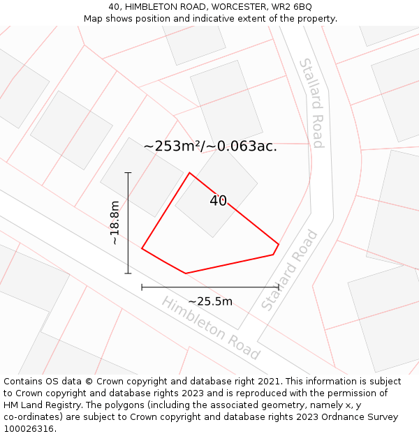 40, HIMBLETON ROAD, WORCESTER, WR2 6BQ: Plot and title map