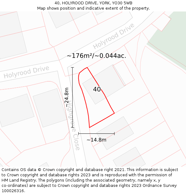 40, HOLYROOD DRIVE, YORK, YO30 5WB: Plot and title map