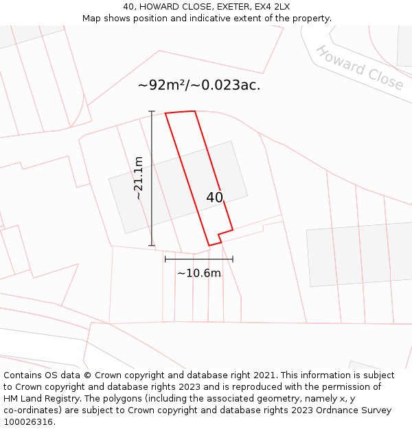 40, HOWARD CLOSE, EXETER, EX4 2LX: Plot and title map