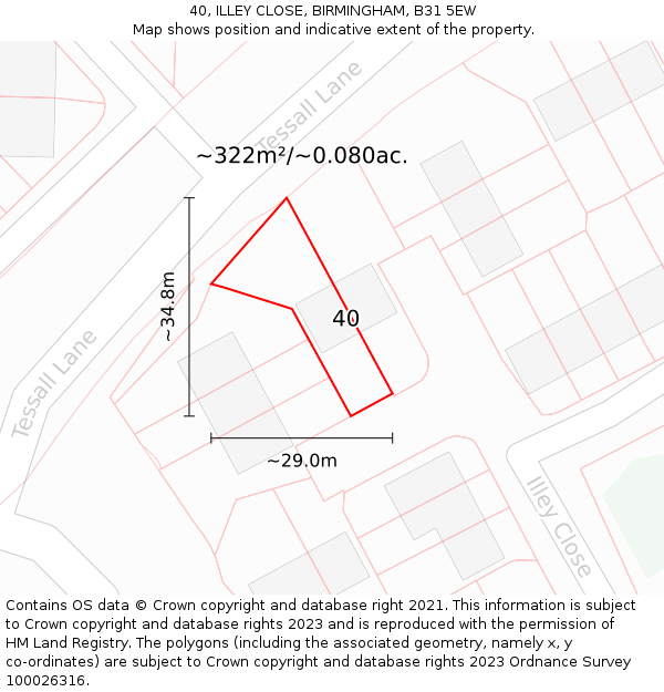 40, ILLEY CLOSE, BIRMINGHAM, B31 5EW: Plot and title map