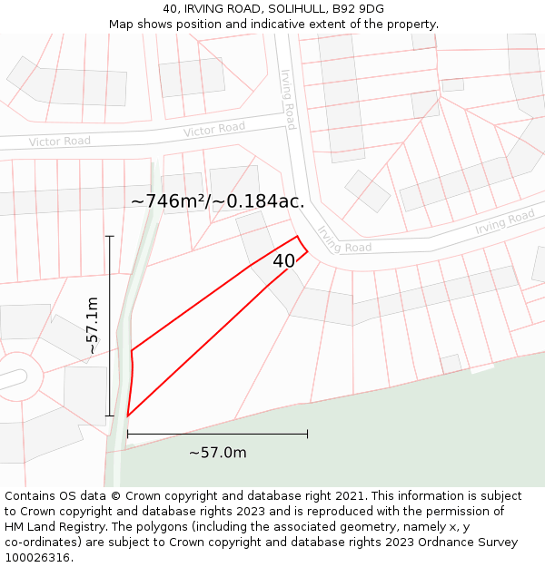40, IRVING ROAD, SOLIHULL, B92 9DG: Plot and title map