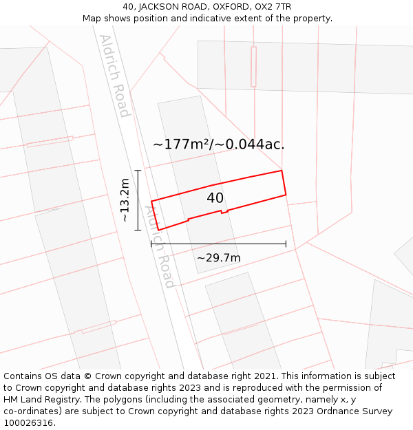 40, JACKSON ROAD, OXFORD, OX2 7TR: Plot and title map