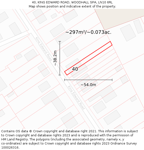 40, KING EDWARD ROAD, WOODHALL SPA, LN10 6RL: Plot and title map