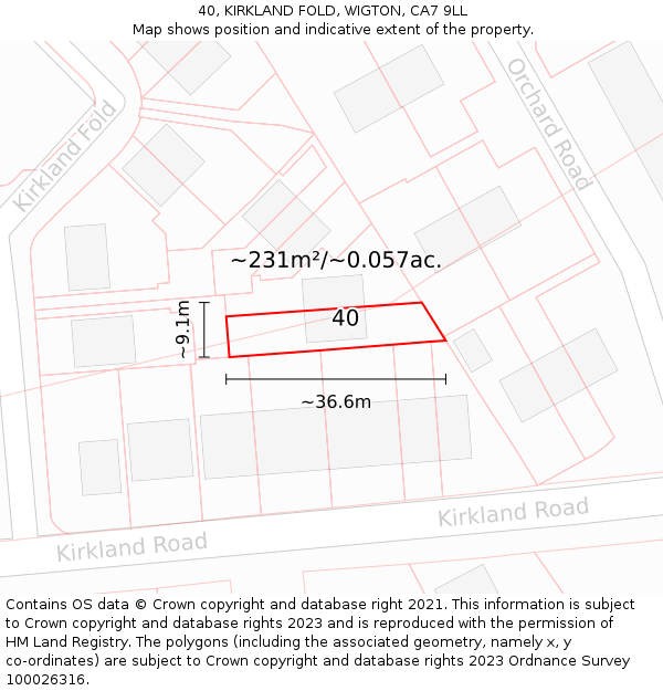 40, KIRKLAND FOLD, WIGTON, CA7 9LL: Plot and title map