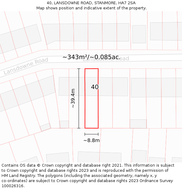 40, LANSDOWNE ROAD, STANMORE, HA7 2SA: Plot and title map