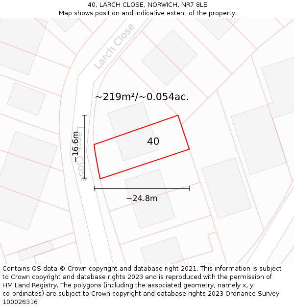 40, LARCH CLOSE, NORWICH, NR7 8LE: Plot and title map
