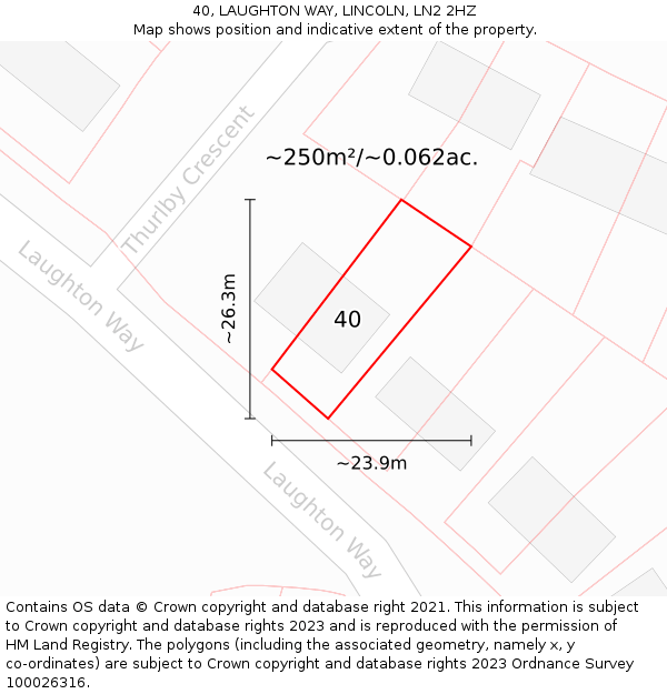 40, LAUGHTON WAY, LINCOLN, LN2 2HZ: Plot and title map