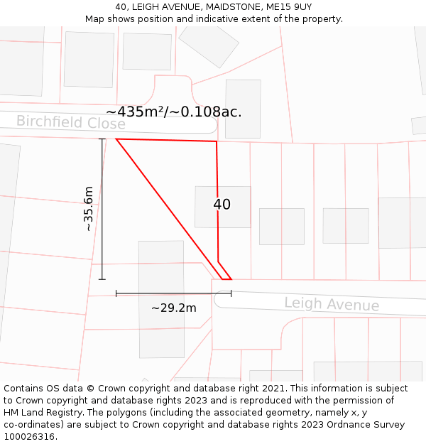 40, LEIGH AVENUE, MAIDSTONE, ME15 9UY: Plot and title map