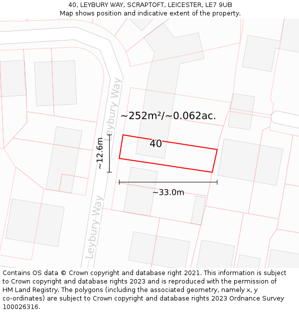40, LEYBURY WAY, SCRAPTOFT, LEICESTER, LE7 9UB: Plot and title map