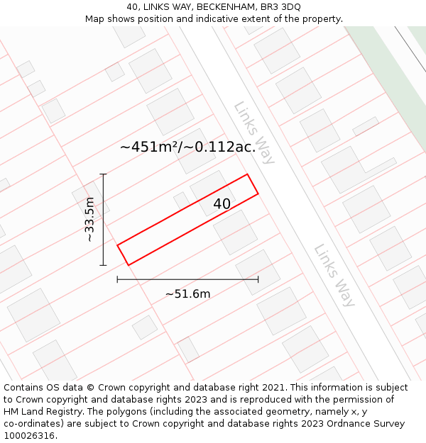 40, LINKS WAY, BECKENHAM, BR3 3DQ: Plot and title map