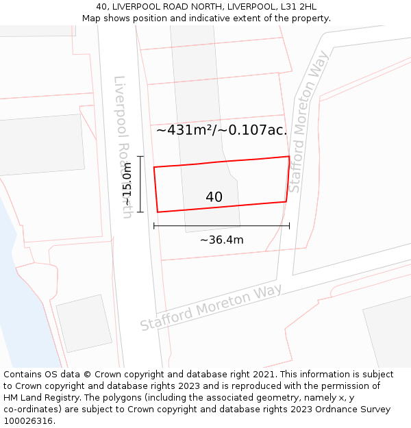 40, LIVERPOOL ROAD NORTH, LIVERPOOL, L31 2HL: Plot and title map