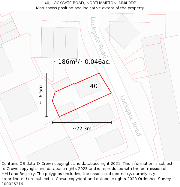 40, LOCKGATE ROAD, NORTHAMPTON, NN4 9DP: Plot and title map