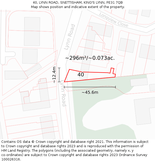 40, LYNN ROAD, SNETTISHAM, KING'S LYNN, PE31 7QB: Plot and title map