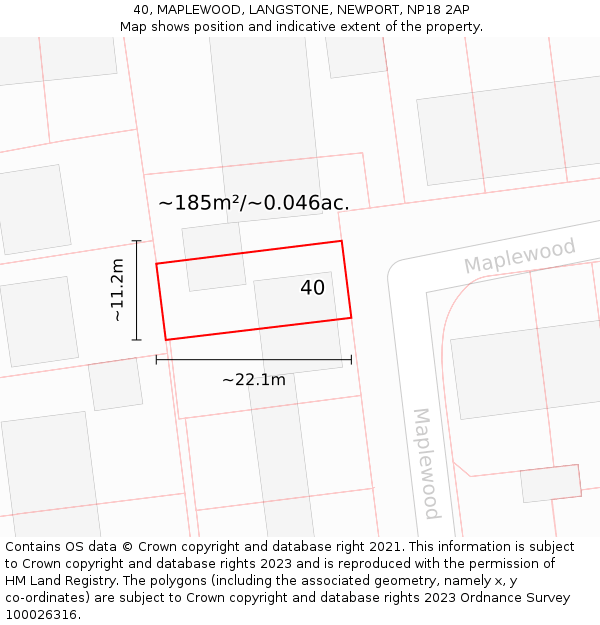 40, MAPLEWOOD, LANGSTONE, NEWPORT, NP18 2AP: Plot and title map