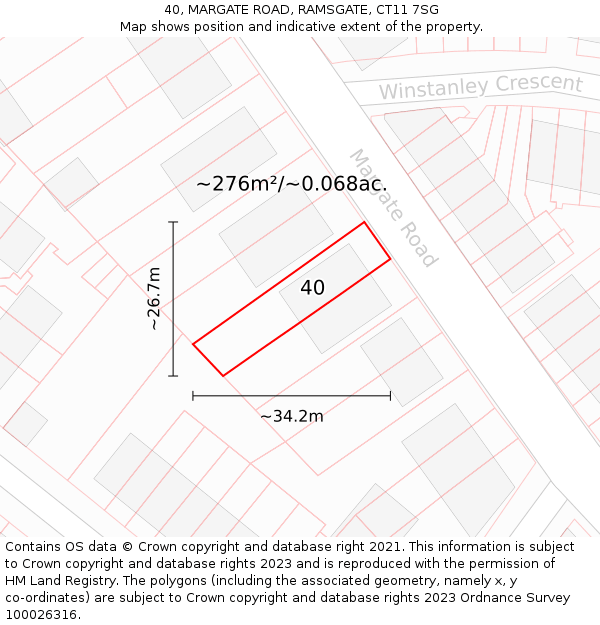 40, MARGATE ROAD, RAMSGATE, CT11 7SG: Plot and title map