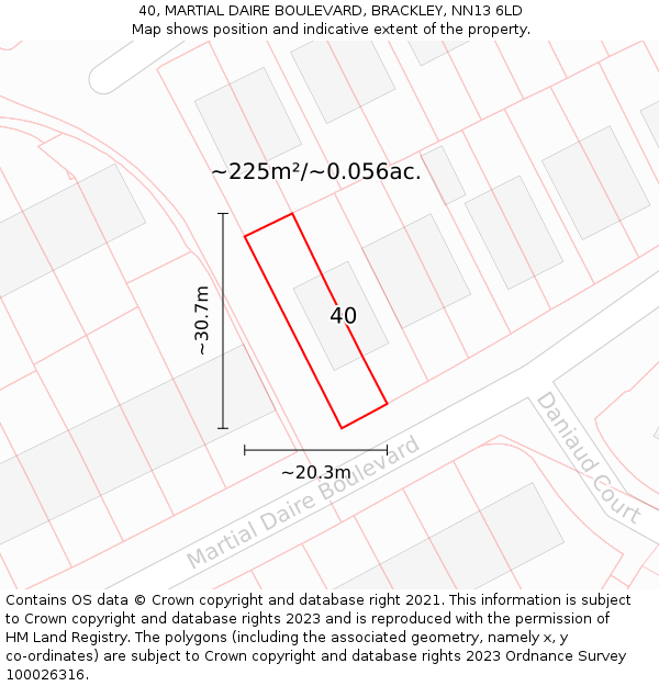 40, MARTIAL DAIRE BOULEVARD, BRACKLEY, NN13 6LD: Plot and title map