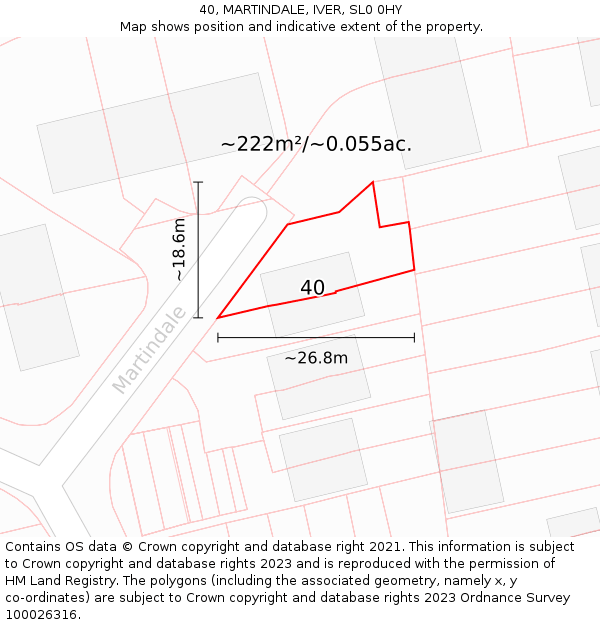 40, MARTINDALE, IVER, SL0 0HY: Plot and title map