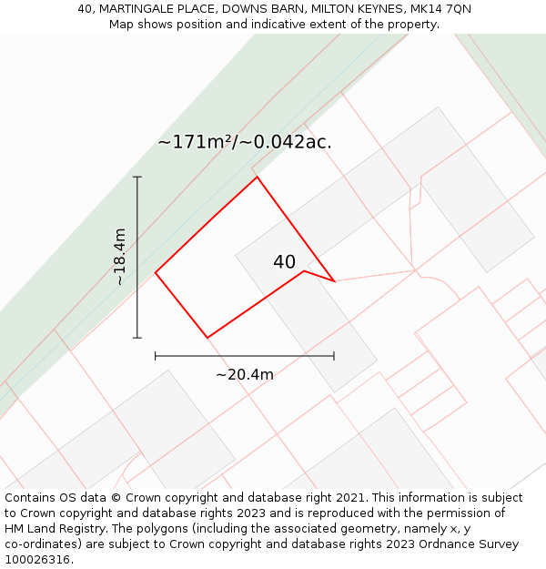 40, MARTINGALE PLACE, DOWNS BARN, MILTON KEYNES, MK14 7QN: Plot and title map