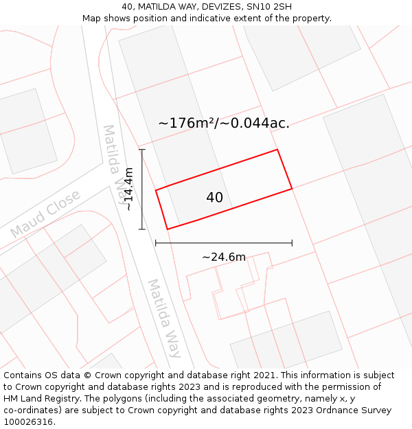 40, MATILDA WAY, DEVIZES, SN10 2SH: Plot and title map