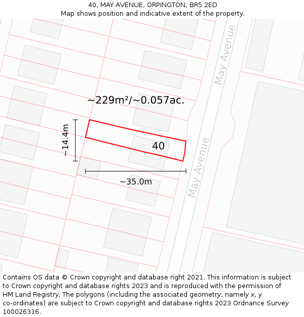 40, MAY AVENUE, ORPINGTON, BR5 2ED: Plot and title map
