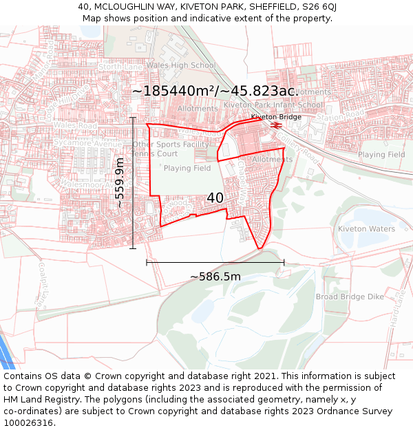 40, MCLOUGHLIN WAY, KIVETON PARK, SHEFFIELD, S26 6QJ: Plot and title map