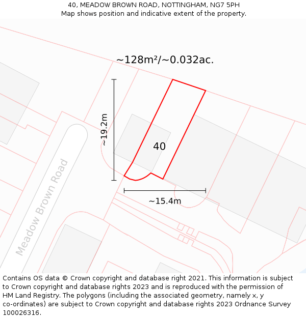 40, MEADOW BROWN ROAD, NOTTINGHAM, NG7 5PH: Plot and title map